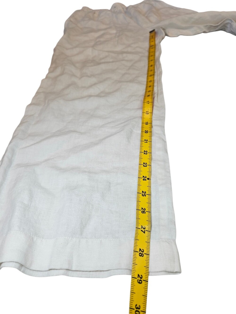 Eskandar 100% Linen Elastic Waist Cropped Lantern Jogger Pants White Size 1 - Picture 9 of 12